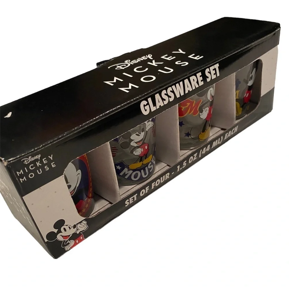 Disney Mickey Mouse Collector Glassware Set  4 Licensed Shot Glasses 1.5…